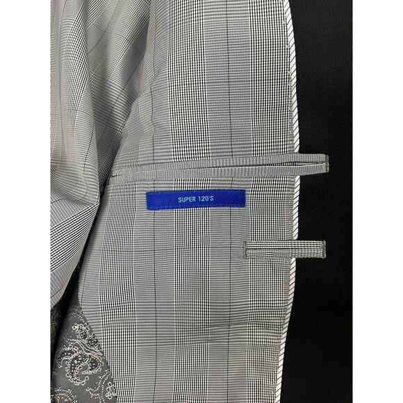 Egara Black Slim Fit Super 120 Wool Blazer Suit Jacket Size 40 Regular 34 Waist - Picture 7 of 8